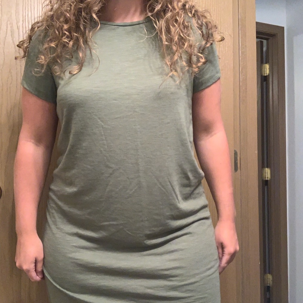 Midi Olive Green T-shirt Dress (size medium)